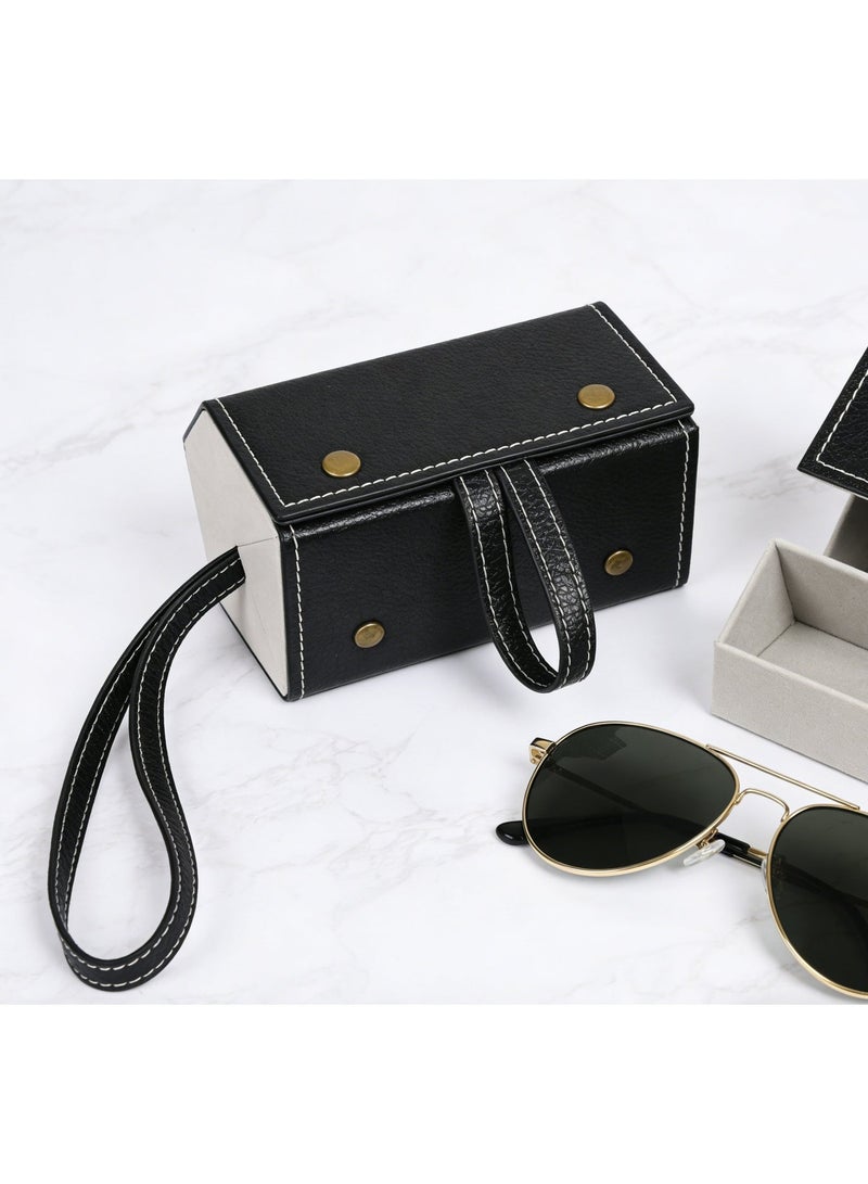 حقيبة سفر للنظارات الشمسية، منظم نظارات قابل للطي بخمس فتحات، صندوق تخزين معلق للنساء والرجال - Image 4